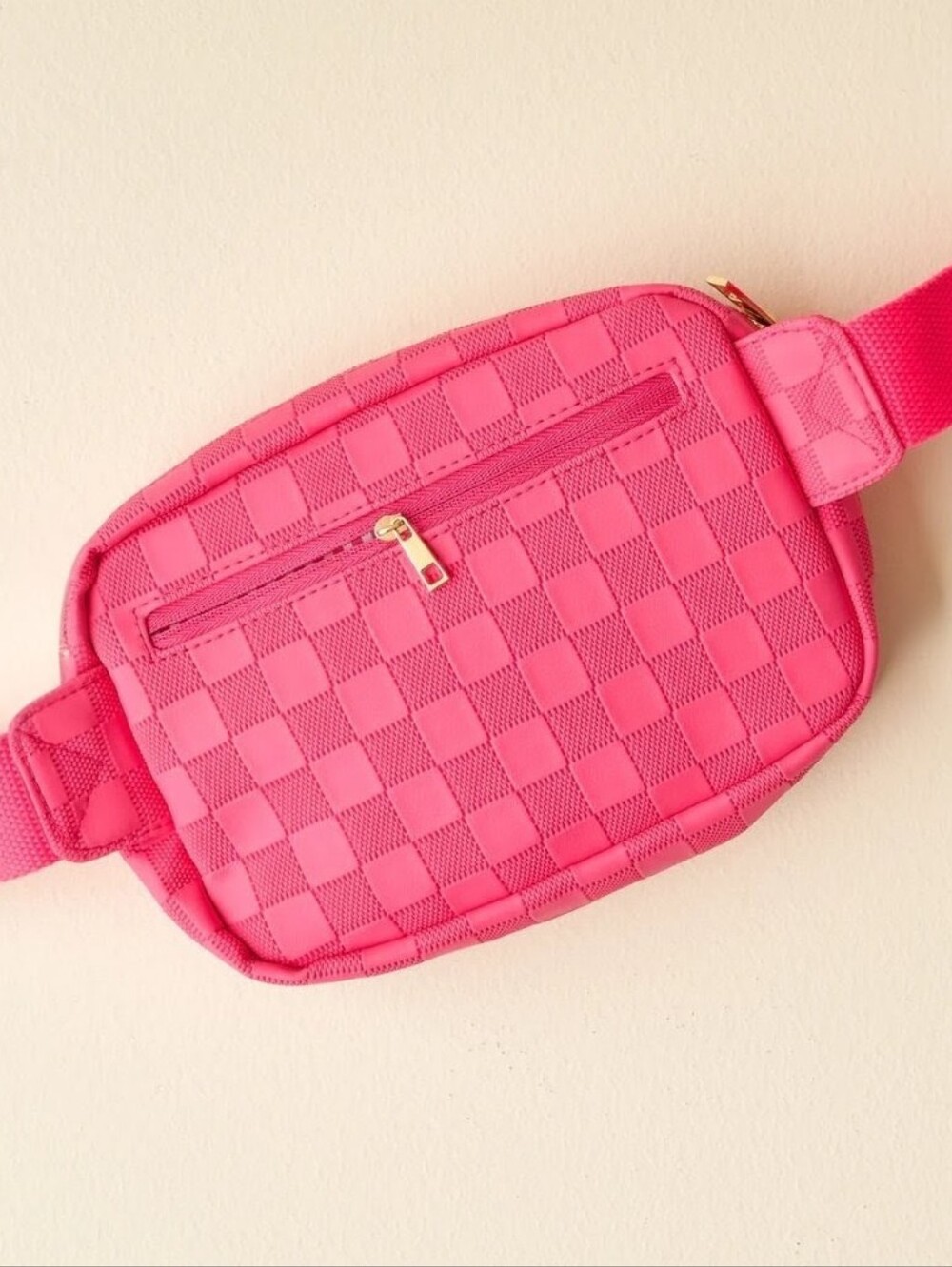 NWT The Darling Effect Urban Check Belt Bag in hot pink